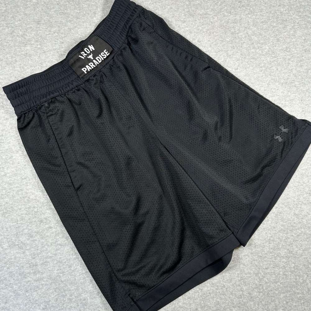 Under Armour Iron Paradise Shorts Mens M Black Mesh Athletic‎ Gym Workout Train